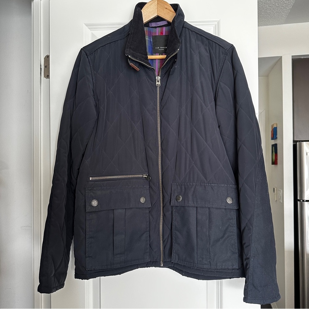 TED BAKER BUSMILL NAVY QUILTED JACKET
